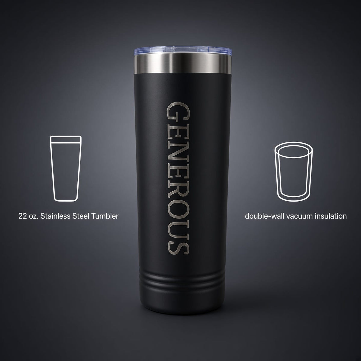 Generous 22 oz. Stainless Steel Tumbler