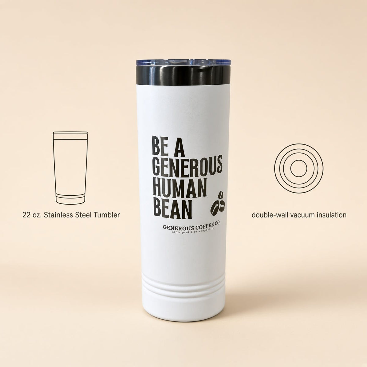 Human Bean 22 oz. Stainless Steel Tumbler