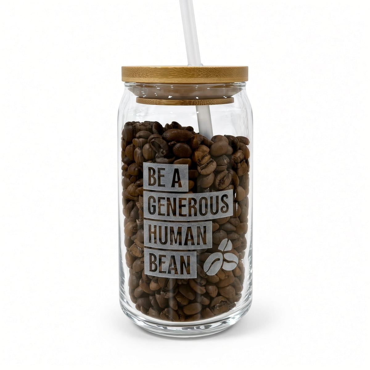 Human Bean Glass Tumbler w/ Bamboo Lid