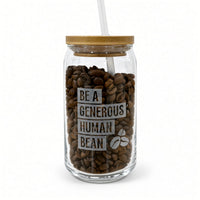 Human Bean Glass Tumbler w/ Bamboo Lid