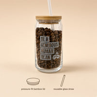 Human Bean Glass Tumbler w/ Bamboo Lid